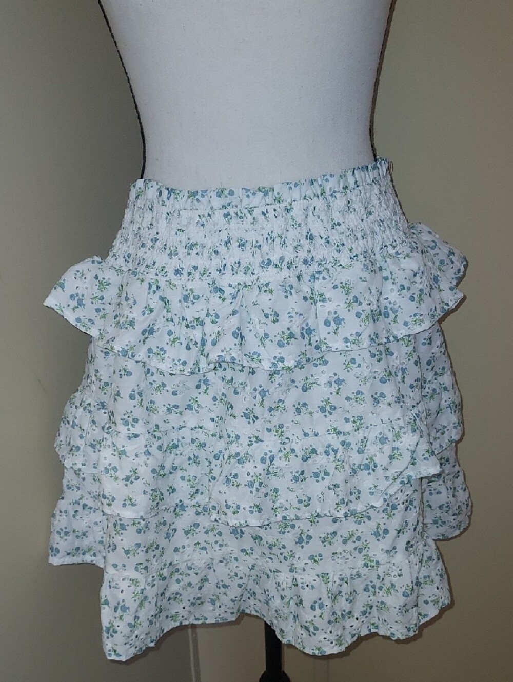 The Impeccable Pig Ruffled Floral Tiered Mini Skirt